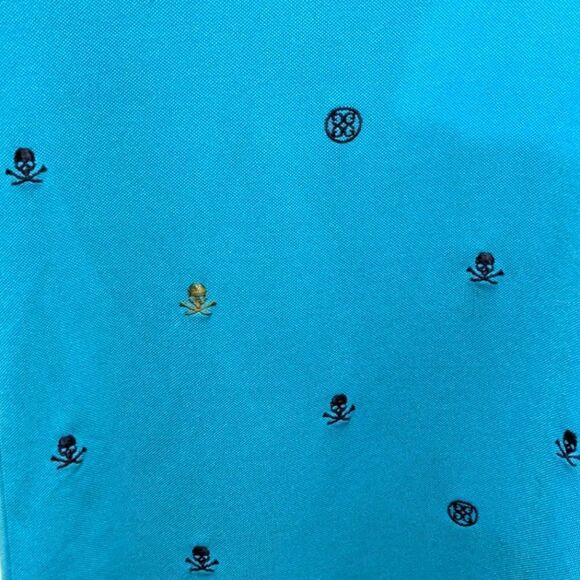 EUC G/FORE S Skull Embroidered Stretch Golf Polo in Bluebird - Picture 5 of 5